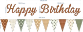 Karamel Happy Birthday Kaligrafi Banner ve Desenli Flama Set thumbnail 3