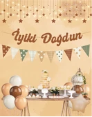 Karamel İyi ki Doğdun Kaligrafi Banner ve Desenli Flama Set thumbnail 2