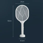 Şarjlı Sinek Öldürücü Masaüstü Standlı,Mor Işık Sinek Kovucu Raket 5w thumbnail 5