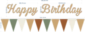 Sütlü Kahve Happy Birthday Kaligrafi Banner ve Düz Renk Flama Set - 3