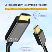 Mini Display Port To HDMI Kablo 4KX2K Video Aktarma Kablosu 1.8 Metre thumbnail 5