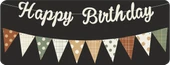 Vanilya Happy Birthday Kaligrafi Banner ve Desenli Flama Set thumbnail 1