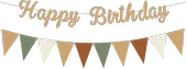 Sütlü Kahve Happy Birthday Kaligrafi Banner ve Düz Renk Flama Set - 1
