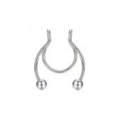 Gri Fake Sahte Septum Sıkıştırmalı Geçmeli Piercing - 1