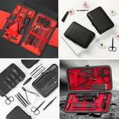24 Parça Kendiliğinden Deri Çantalı Seyahat Tipi Manikür Pedikür Seti thumbnail 3