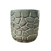 Bitki Tasarımı Ev dekorasyon Yeşil Eskitme Taş Desen Beton Saksı Çiçeklik Saksılık thumbnail 1