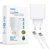 Weko WK-21440 S11-C 25 Watt Telefon Şarj Başlık Adaptörü + Type-C To Type-C Kablo thumbnail 1