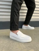 JY180 Estilo X Bağcıksız Cilt Erkek Günlük Spor Klasik Ayakkabı CBT - Beyaz - 1