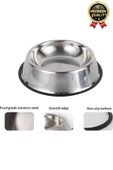 Premium Uzun Ömürlü Sağlam Kaymaz Kauçuk Taban Paslanmaz Çelik Metal Kedi Köpek Mama Su Kabı 34 cm - 6