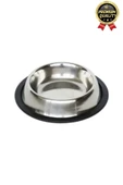 Premium Uzun Ömürlü Sağlam Kaymaz Kauçuk Taban Paslanmaz Çelik Metal Kedi Köpek Mama Su Kabı 34 cm - 2