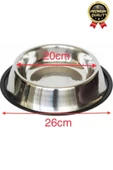 Premium Uzun Ömürlü Sağlam Kaymaz Kauçuk Taban Paslanmaz Çelik Metal Kedi Köpek Mama Su Kabı 26 Cm - 6