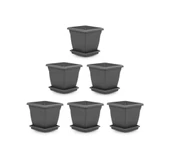 Omnipazar SO-VK01 Villa Kare Tabaklı Saksı Takımı 4.6 lt Antrasit 6 Adet - 1