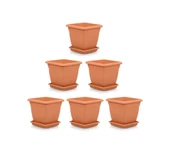 Omnipazar SO-VK01 Villa Kare Tabaklı Saksı Takımı 4.6 lt Kiremit 6 Adet - 1