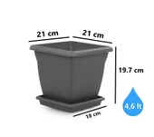 Omnipazar SO-VK01 Villa Kare Tabaklı Saksı Takımı 4.6 lt Antrasit 6 Adet - 2