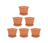 Omnipazar SO-VK02 Villa Kare Tabaklı Saksı Takımı 9 lt Kiremit 6 Adet thumbnail 1