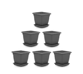 Omnipazar SO-VK02 Villa Kare Tabaklı Saksı Takımı 9 lt Antrasit 6 Adet thumbnail 1