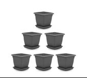 Omnipazar SO-VK03 Villa Kare Tabaklı Saksı 17 lt Antrasit 6 Adet thumbnail 1