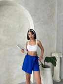 Fiyonklu şort etek saks s255021 - 5