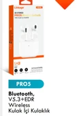 Pro 5 Bluetooth 5.3 Versiyon Edr Wireless Kulak Içi Kulaklık thumbnail 3