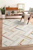 Saten Halı Kesme Salon Halısı 195x350 Tablo TL003A Krem - 4