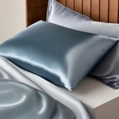 Antibakteriyel Terletmeyen İpek Saten Yastık Kılıfı 2'li 50x70 Mavi thumbnail 3