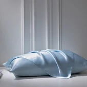 Antibakteriyel Terletmeyen İpek Saten Yastık Kılıfı 2'li 50x70 Mavi thumbnail 2