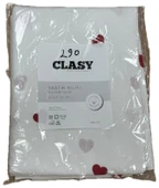 Clasy Ranforce %100 Pamuk 2 Adet Yastık Kılıfı Kalp Desenli Beyaz - 2