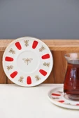 Tabak Evi Porselen Acem Zade Kırmızı Çay Tabağı 12,5cm Tekli - 6