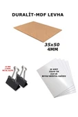 Kampus Kırtasiyem 1 Adet 35x50 Cm 4mm Duralit , 2 Adet 32 Mm Klips Ve 20 Adet 35x50 Cm Beyaz Bristol 210 gr - 1