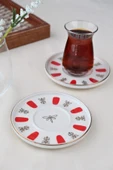Tabak Evi Porselen Acem Zade Kırmızı Çay Tabağı 12,5cm 2 li - 3