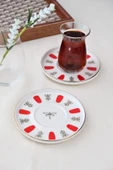 Tabak Evi Porselen Acem Zade Kırmızı Çay Tabağı 12,5cm 2 li - 5