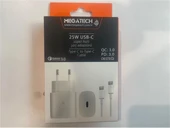 Megatech Mt-25w QC:3.0 PD:3.0 Ev Şarj Kafa+ Type-C To Type-C Şarj Kafası Hızlı Şarj thumbnail 1