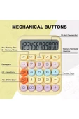 Kampus Kırtasiyem Renkli Çok Şirin 12 Hane Mekanik Hesap Makinası Büyük Ekranlı 4 Fonksiyonlu Ev Ofis Okul Sa - 6