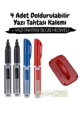 NEON PLUS Kartuşlu Beyaz Tahta Kalemi 4 Lü Set 2 Siyah 1 Kırmızı 1 Mavi Ve Tahta Silgisi - 1