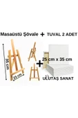Ulutaş Sanat Masaüstü Şövale Üç Ayaklı, Resim Şövalesi, 25x35 Tuval 2 Adet - 1