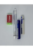 Faber Castell Econ 0.7 Beyaz KAlem + 2 Adet 120'li Uç + Dust Free Silgi Seti - 1