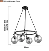 Serta 4'lü Çemberli Siyah Bakır Sarkıt Camlı Avize thumbnail 5