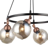 Serta 4'lü Çemberli Siyah Bakır Sarkıt Camlı Avize thumbnail 3