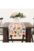 Alkan Homes Punch Nakış İşlemeli Renkli Sonbahar Yaprak Desen Dijital Baskılı Masa Örtüsü Runner 45×100 cm thumbnail 1