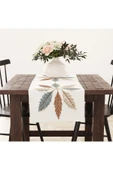 Alkan Homes Nakış Desenli Krem Zemin 3 Boyutlu Masa Örtüsü Runner 45×100 cm - 2