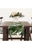 Alkan Homes Yaprak Desenli 3 Boyutlu Dijital Baskılı Masa Örtüsü Runner 45×100 cm - 1