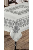 Alkan Homes Kanaviçe Kilim Desenli Masa Örtüsü -silver - 160x220 - 1