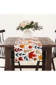 Alkan Homes Punch Nakış İşlemeli Renkli Sonbahar Yaprak Desen Dijital Baskılı Masa Örtüsü Runner 45×100 cm - 1