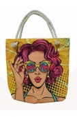 Alkan Homes Pop Art Kızı Temalı Astarlı-fermuarlı Dijital Baskılı Çok Amaçlı Çanta - 1