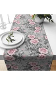 Alkan Homes Gül Desenli Lazer Kesimli Dijital Baskılı Dekoratif Runner - 2