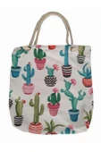 Alkan Homes Kaktüs Desenli Astarlı-fermuarlı Dijital Baskılı Çok Amaçlı Çanta - 1