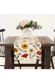 Alkan Homes Punch Nakış İşlemeli Çiçek Desen Dijital Baskılı Masa Örtüsü Runner 45×100 cm - 1