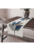 Alkan Homes Nakış Desenli Krem Zeminli 3 Boyutlu Masa Örtüsü Runner 45×100 cm - 1