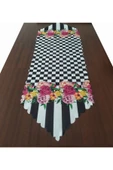 Alkan Homes Çizgili Gül Desenli Dekoratif Runner - 1