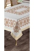 Alkan Homes Kanaviçe Kilim Desenli Masa Örtüsü -gold- 160x220 - 1